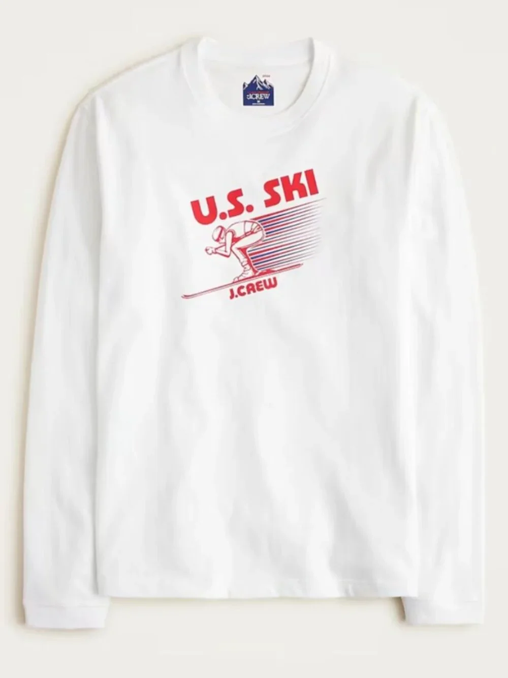BRAND NEW J. Crew U.S. Ski & Snowboard White Long Sleeve Graphic Shirt in Medium